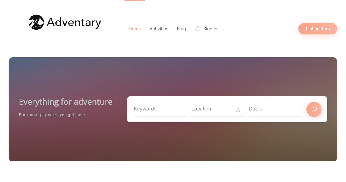 Adventary — plataforma de aluguer de equipamento de aventura